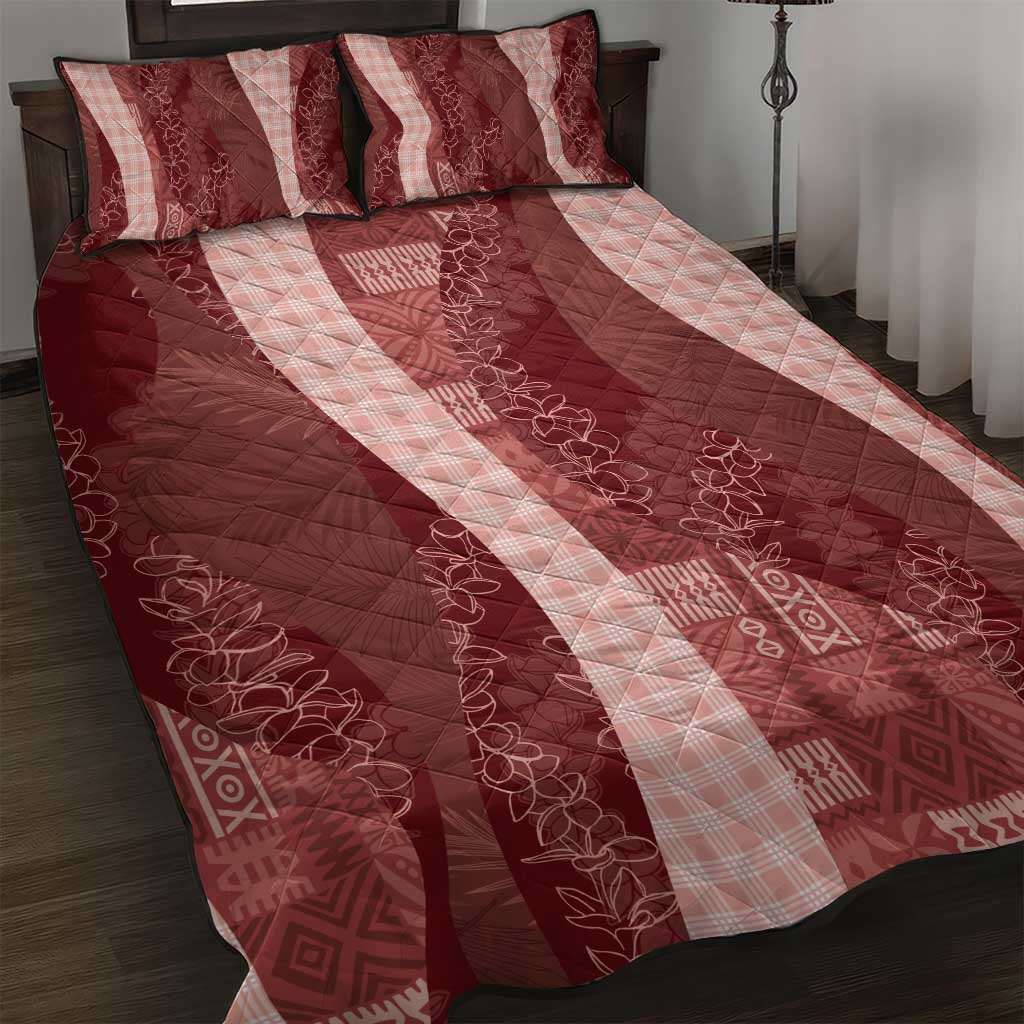 Polynesian Tribal Pattern Patchwork Picturesque Quilt Bed Set Crimson
