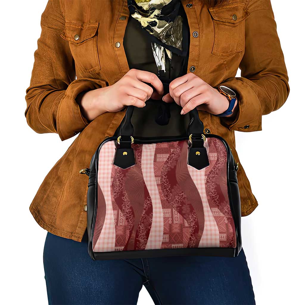 Polynesian Tribal Pattern Patchwork Picturesque Shoulder Handbag Crimson