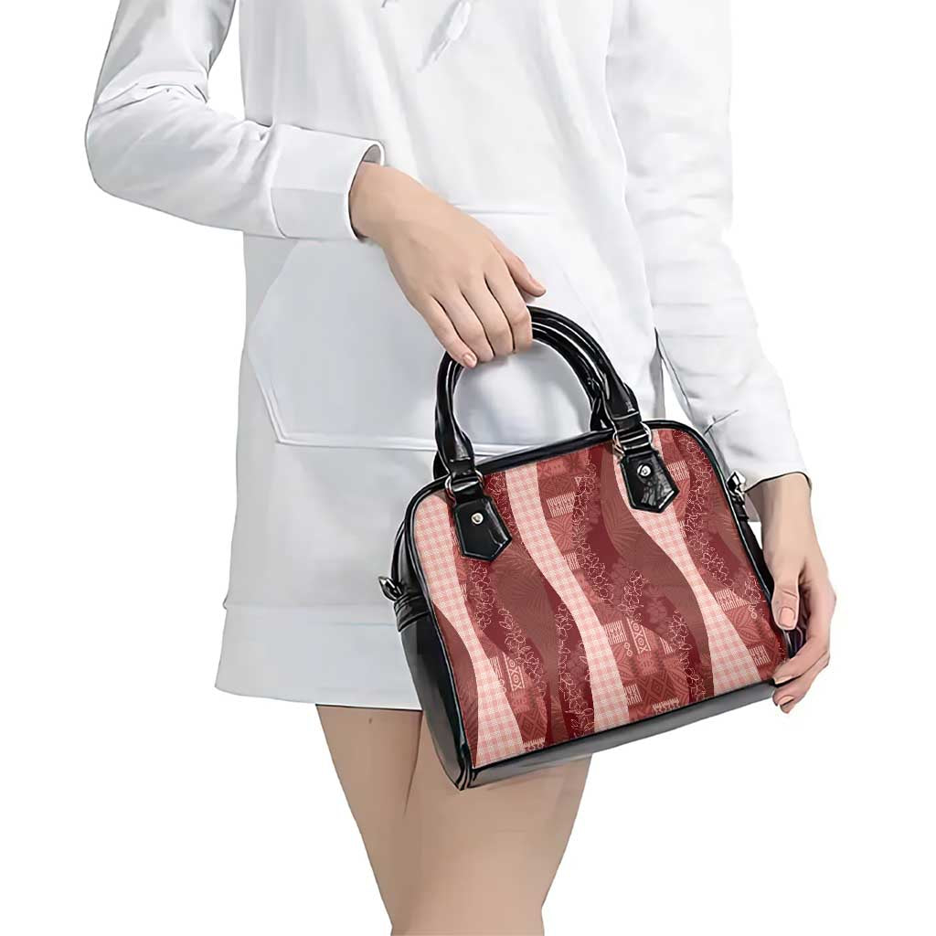 Polynesian Tribal Pattern Patchwork Picturesque Shoulder Handbag Crimson
