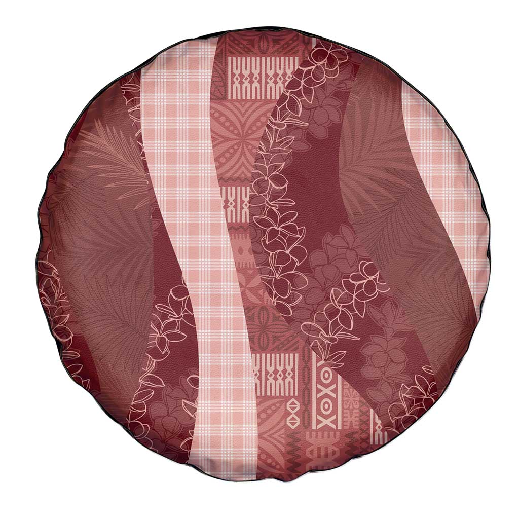 Polynesian Tribal Pattern Patchwork Picturesque Spare Tire Cover Crimson