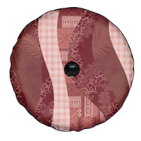 Polynesian Tribal Pattern Patchwork Picturesque Spare Tire Cover Crimson