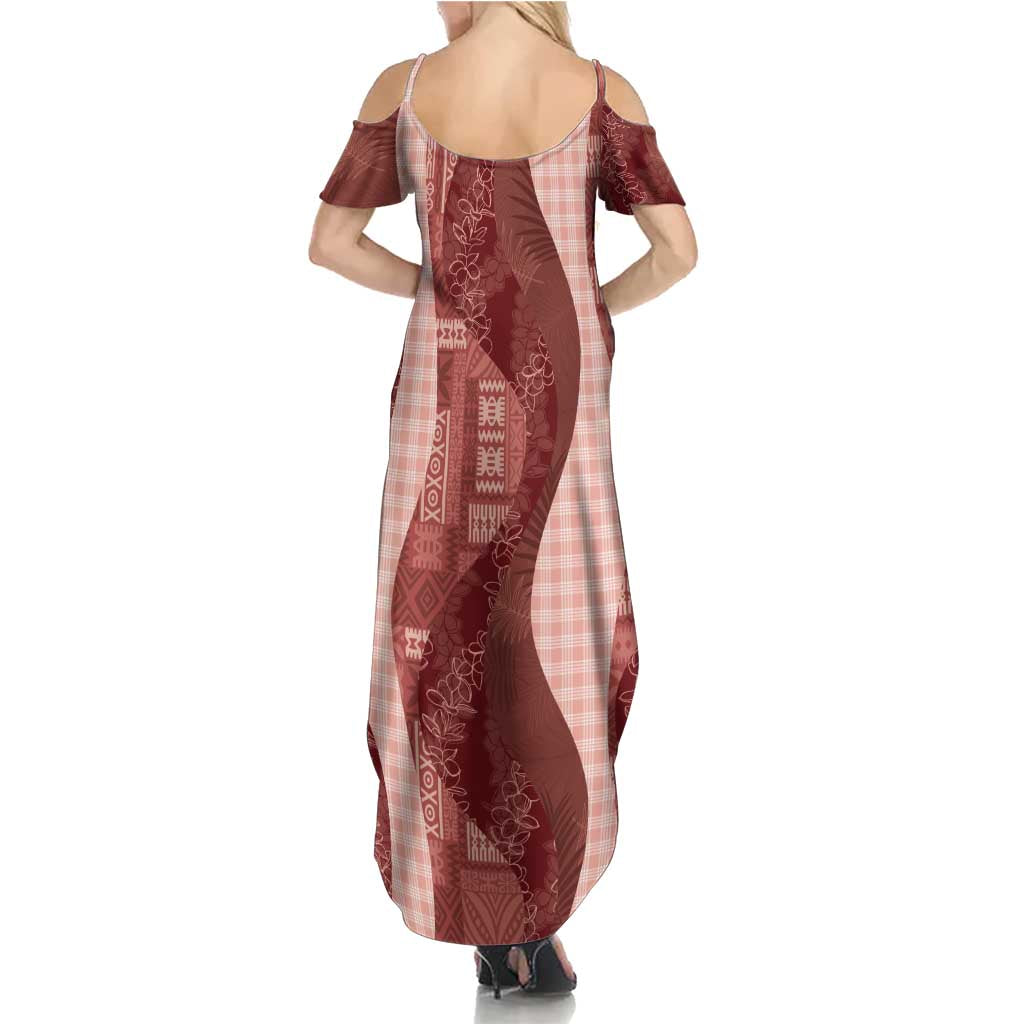 Polynesian Tribal Pattern Patchwork Picturesque Summer Maxi Dress Crimson
