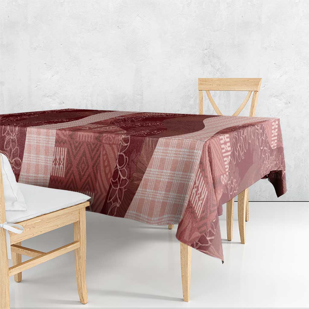 Polynesian Tribal Pattern Patchwork Picturesque Tablecloth Crimson