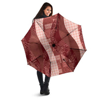 Polynesian Tribal Pattern Patchwork Picturesque Umbrella Crimson LT7 - Polynesian Pride