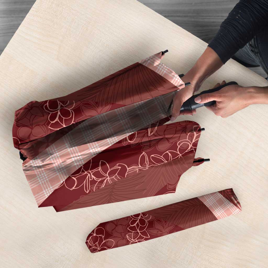 Polynesian Tribal Pattern Patchwork Picturesque Umbrella Crimson LT7 - Polynesian Pride