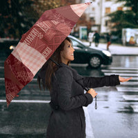 Polynesian Tribal Pattern Patchwork Picturesque Umbrella Crimson LT7 - Polynesian Pride