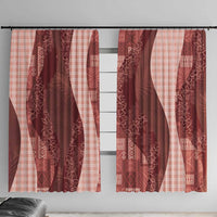 Polynesian Tribal Pattern Patchwork Picturesque Window Curtain Crimson