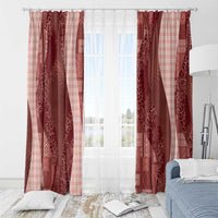 Polynesian Tribal Pattern Patchwork Picturesque Window Curtain Crimson