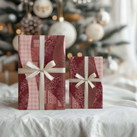 Polynesian Tribal Pattern Patchwork Picturesque Wrapping Paper Crimson