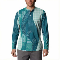 Polynesian Tribal Pattern Patchwork Picturesque Button Sweatshirt Oceanic