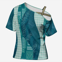 Polynesian Tribal Pattern Patchwork Picturesque Cross Shoulder Shirt Oceanic