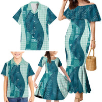 Polynesian Tribal Pattern Patchwork Picturesque Family Matching Mermaid Dress and Hawaiian Shirt Oceanic