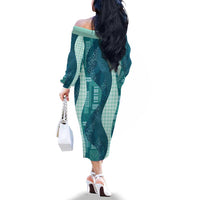 Polynesian Tribal Pattern Patchwork Picturesque Family Matching Off The Shoulder Long Sleeve Dress and Hawaiian Shirt Oceanic