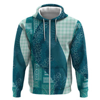 Polynesian Tribal Pattern Patchwork Picturesque Hoodie Oceanic LT7 Zip Hoodie Blue - Polynesian Pride