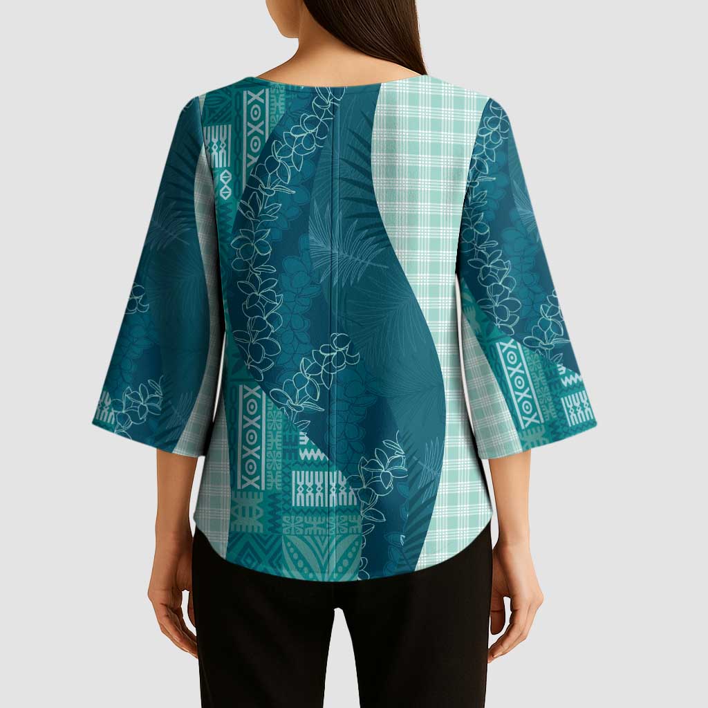 Polynesian Tribal Pattern Patchwork Picturesque Kimono Sleeve Blouse Oceanic