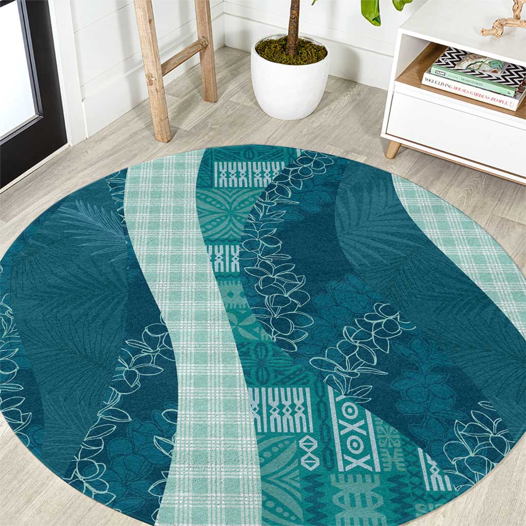 Polynesian Tribal Pattern Patchwork Picturesque Round Carpet Oceanic