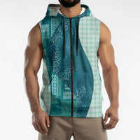 Polynesian Tribal Pattern Patchwork Picturesque Sleeveless Zip Hoodie Oceanic