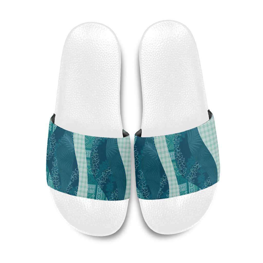 Polynesian Tribal Pattern Patchwork Picturesque Slide Sandals Oceanic