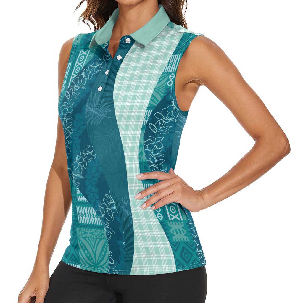 Polynesian Tribal Pattern Patchwork Picturesque Women Sleeveless Polo Shirt Oceanic LT7 - Polynesian Pride
