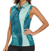Polynesian Tribal Pattern Patchwork Picturesque Women Sleeveless Polo Shirt Oceanic LT7 - Polynesian Pride