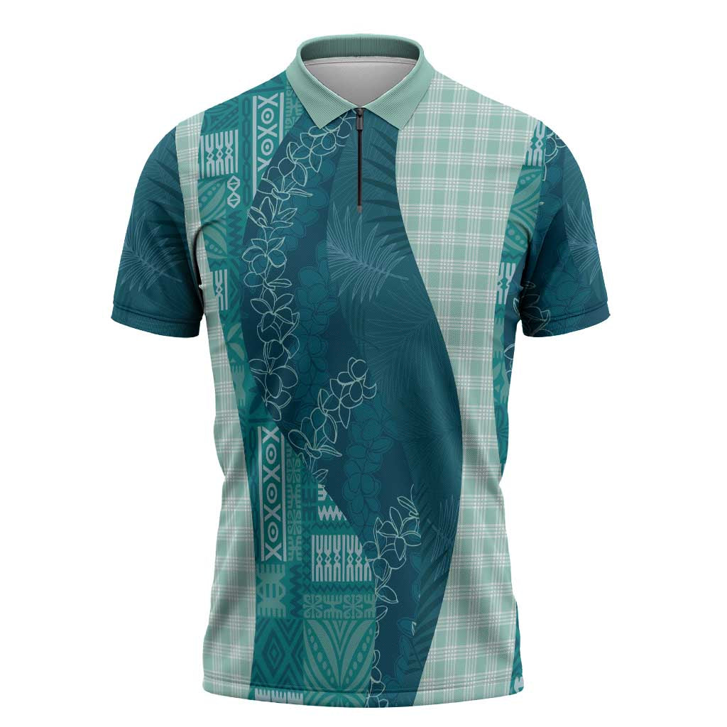 Polynesian Tribal Pattern Patchwork Picturesque Zipper Polo Shirt Oceanic