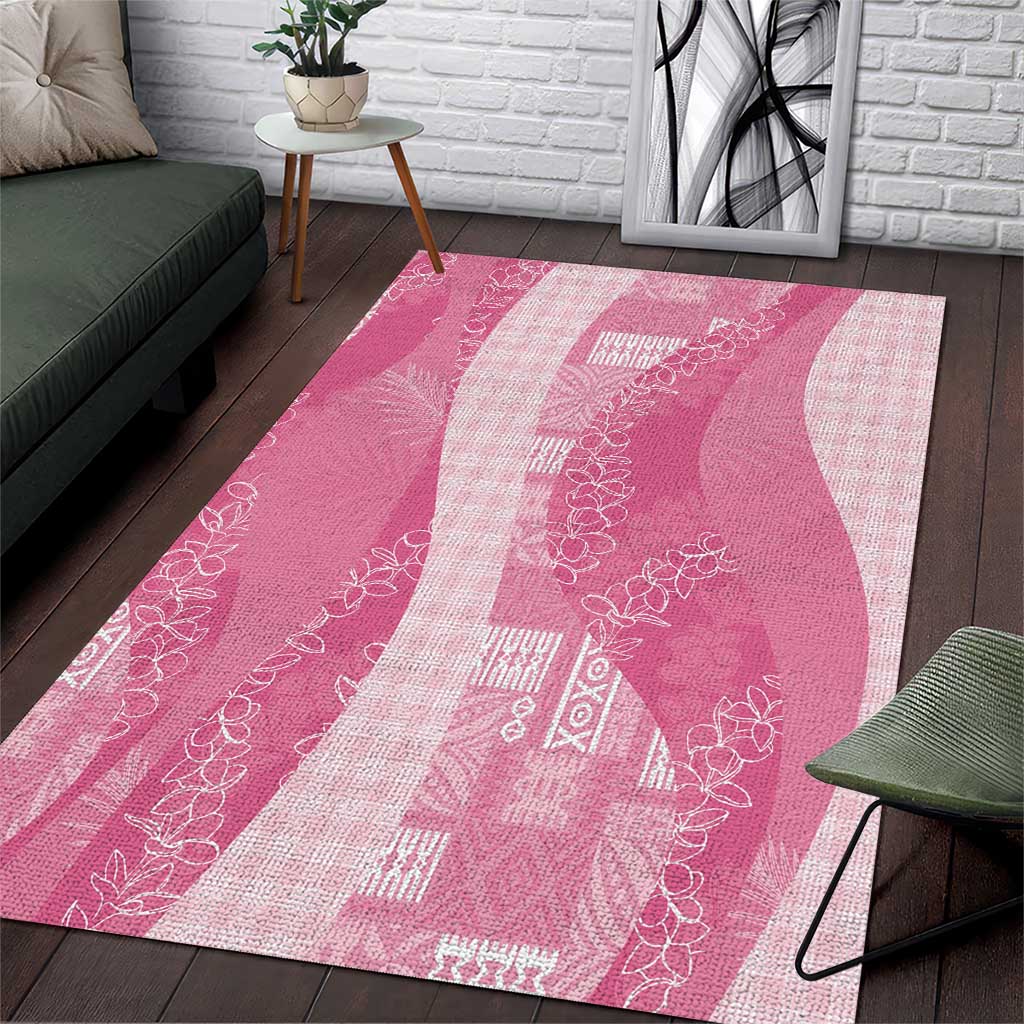 Polynesian Tribal Pattern Patchwork Picturesque Area Rug Rose Pink