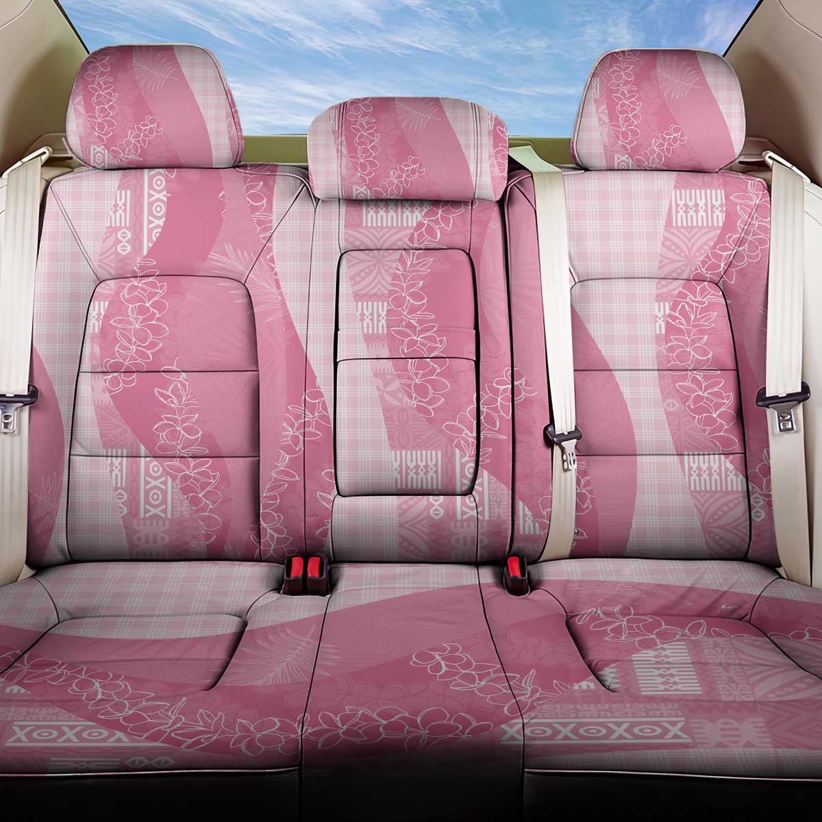Polynesian Tribal Pattern Patchwork Picturesque Back Car Seat Cover Rose Pink