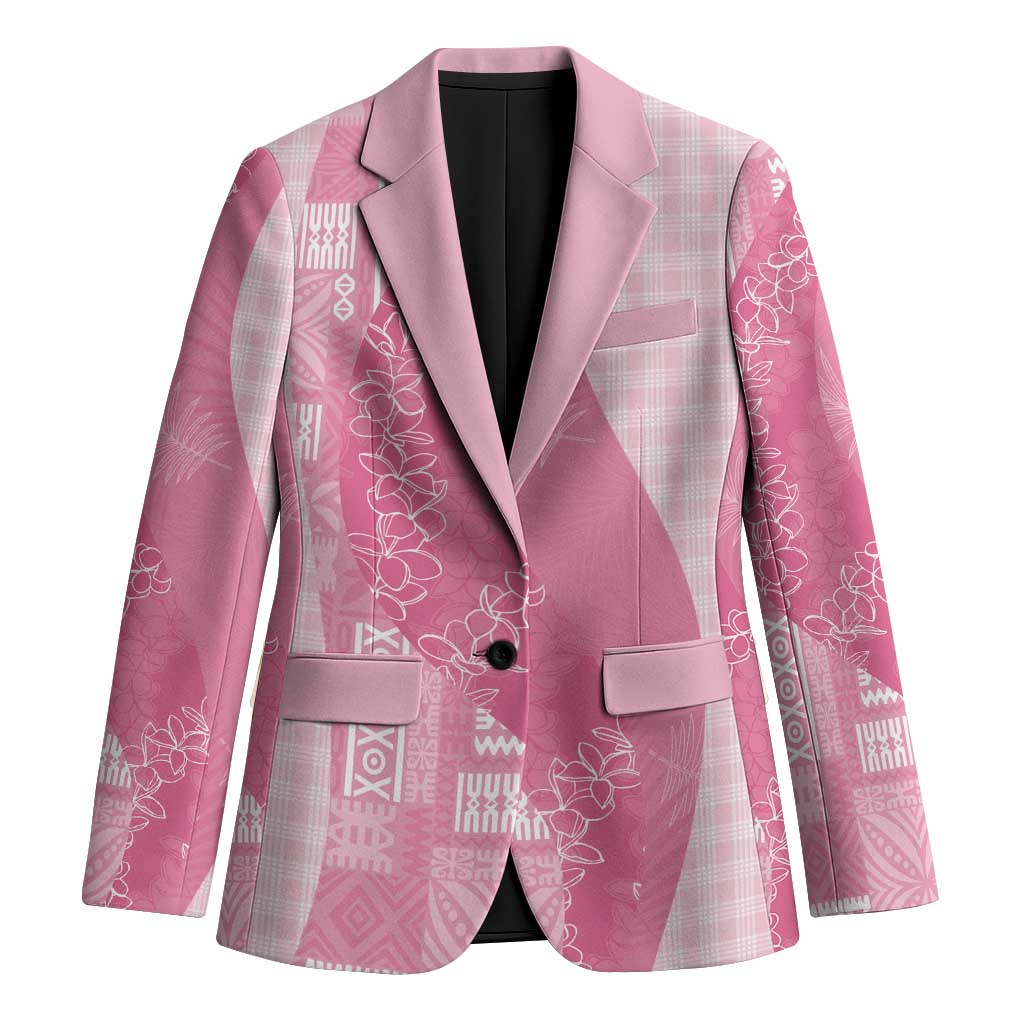Polynesian Tribal Pattern Patchwork Picturesque Blazer Rose Pink