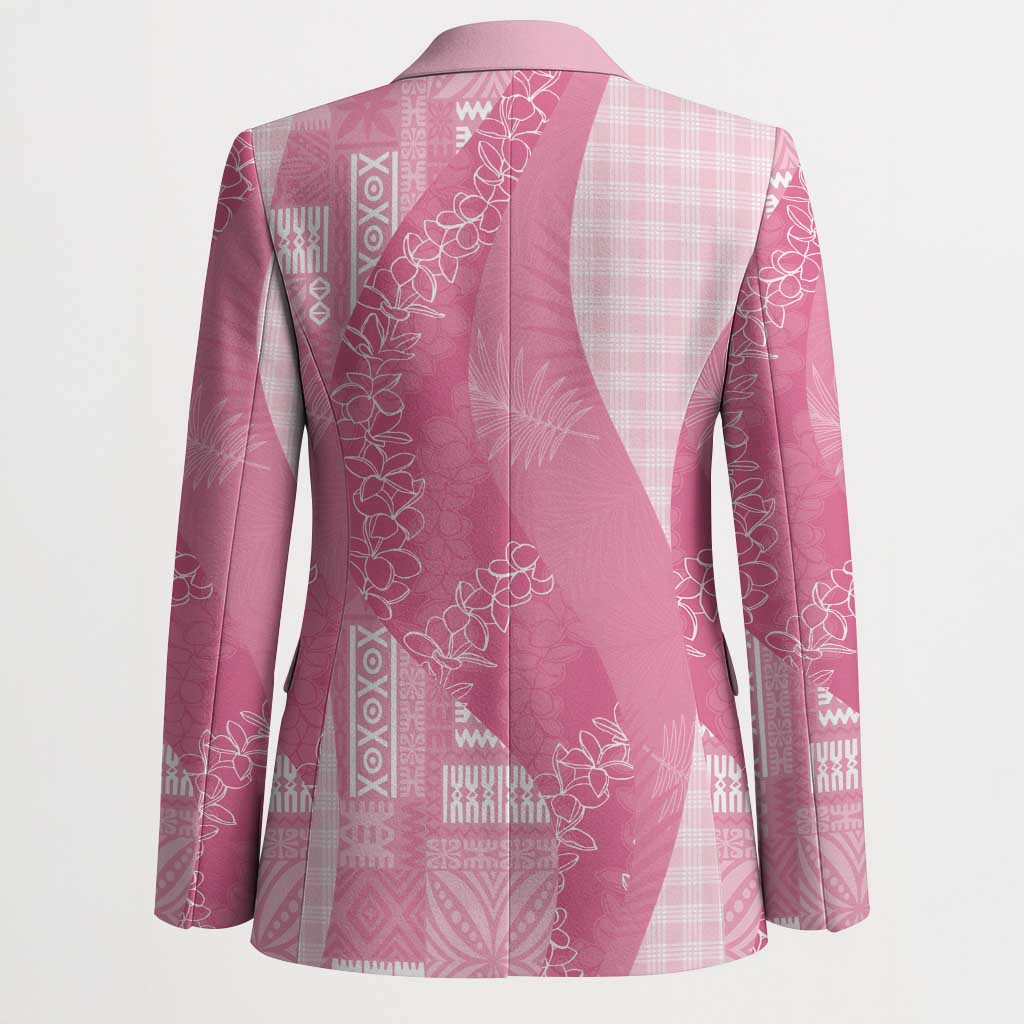 Polynesian Tribal Pattern Patchwork Picturesque Blazer Rose Pink
