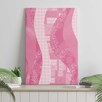 Polynesian Tribal Pattern Patchwork Picturesque Canvas Wall Art Rose Pink