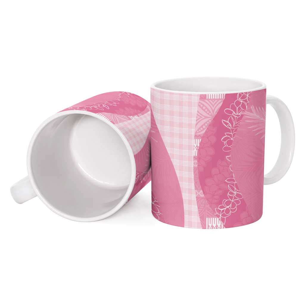 Polynesian Tribal Pattern Patchwork Picturesque Ceramic Mug Rose Pink