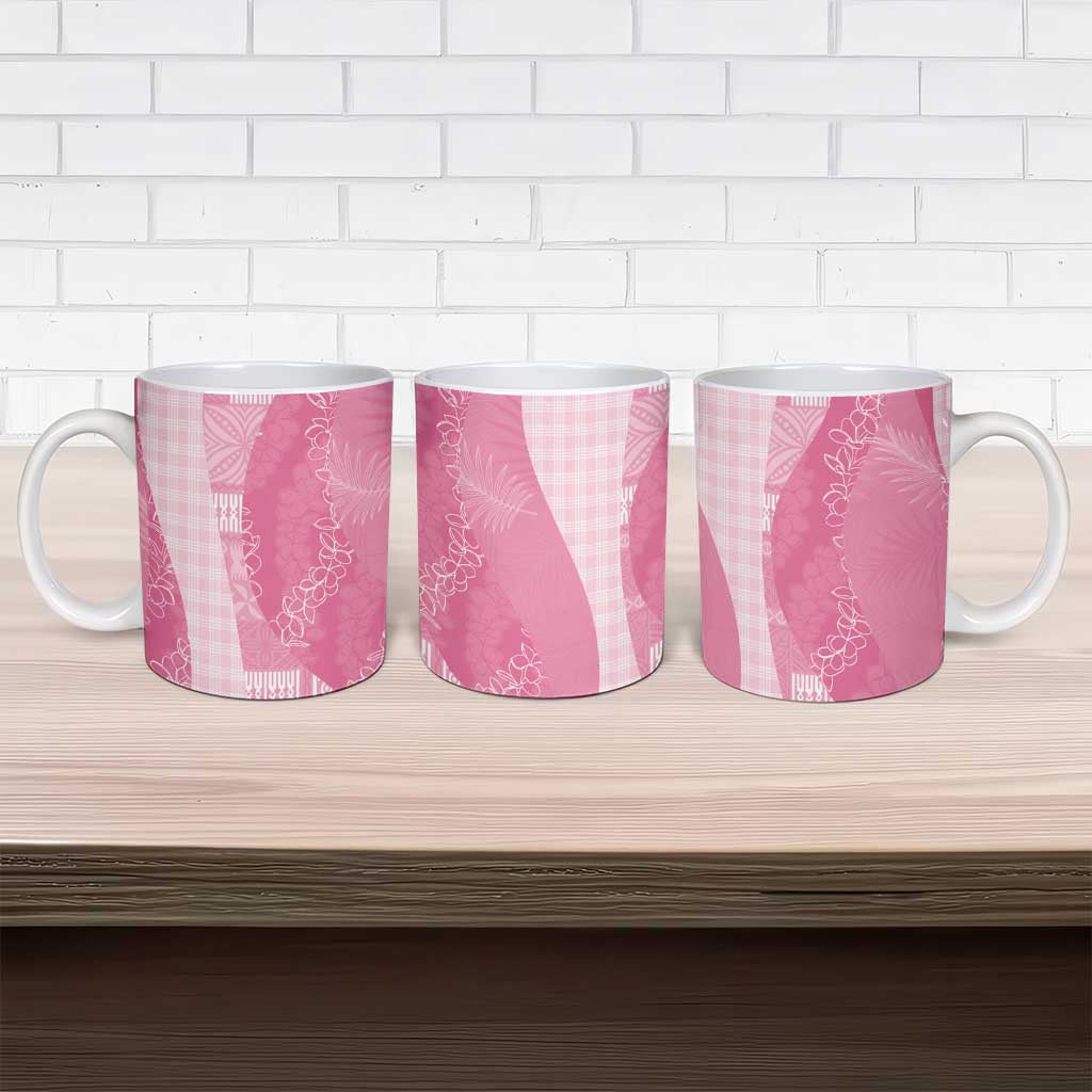 Polynesian Tribal Pattern Patchwork Picturesque Ceramic Mug Rose Pink