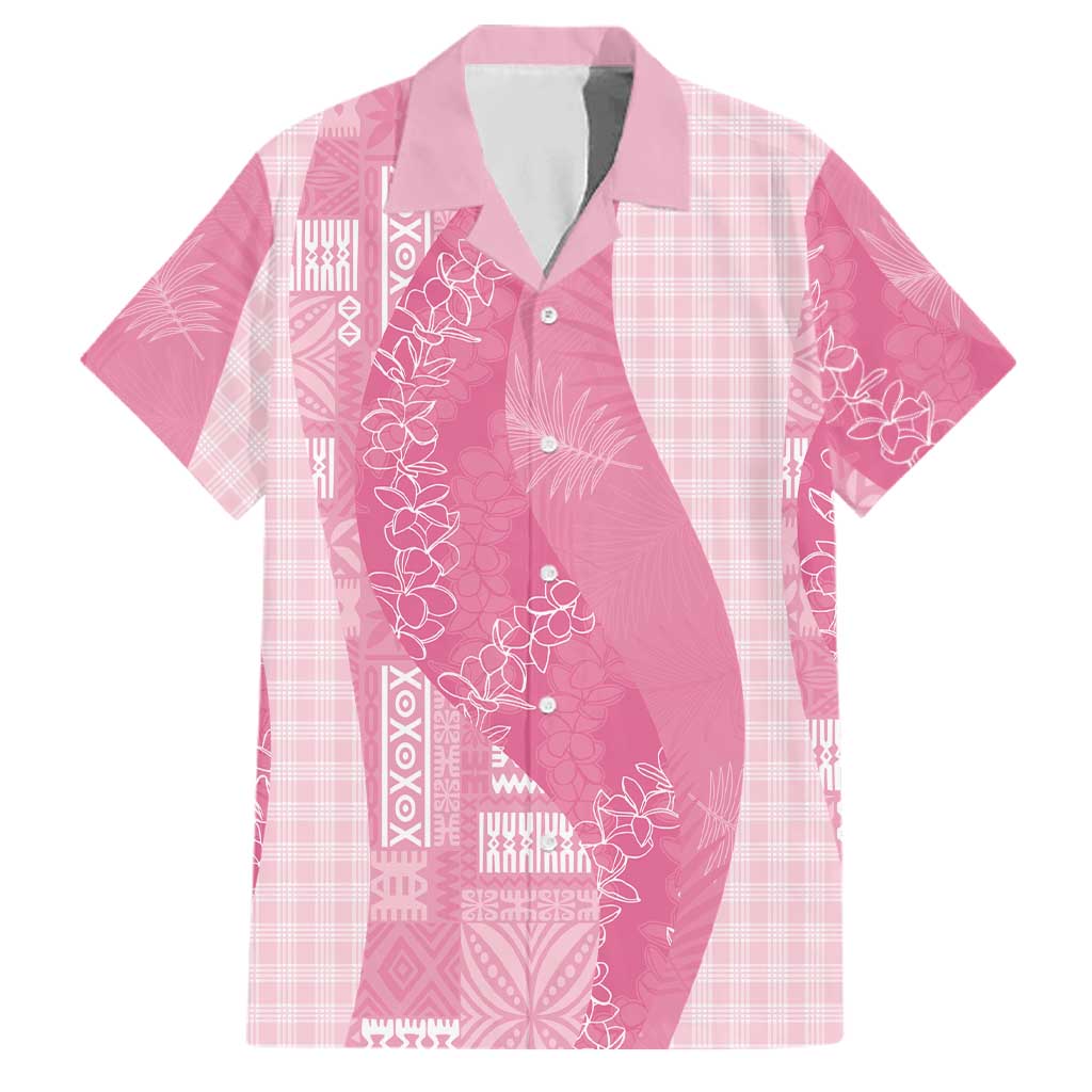 Polynesian Tribal Pattern Patchwork Picturesque Family Matching Mermaid Dress and Hawaiian Shirt Rose Pink