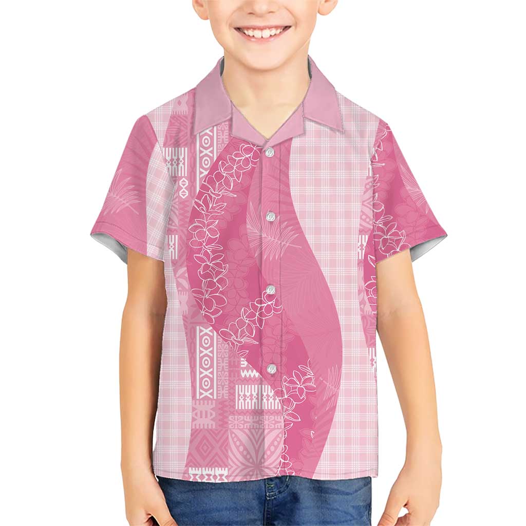 Polynesian Tribal Pattern Patchwork Picturesque Family Matching Mermaid Dress and Hawaiian Shirt Rose Pink