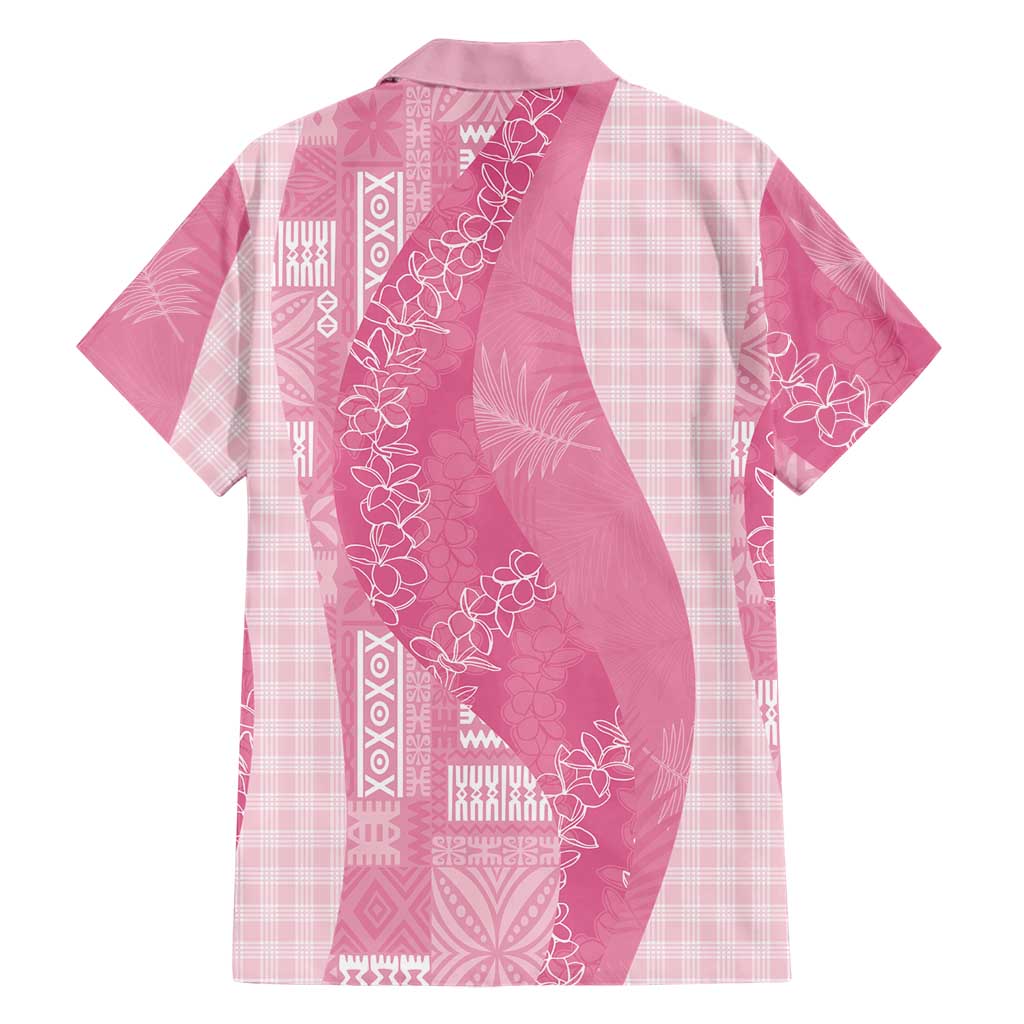 Polynesian Tribal Pattern Patchwork Picturesque Family Matching Off Shoulder Maxi Dress and Hawaiian Shirt Rose Pink