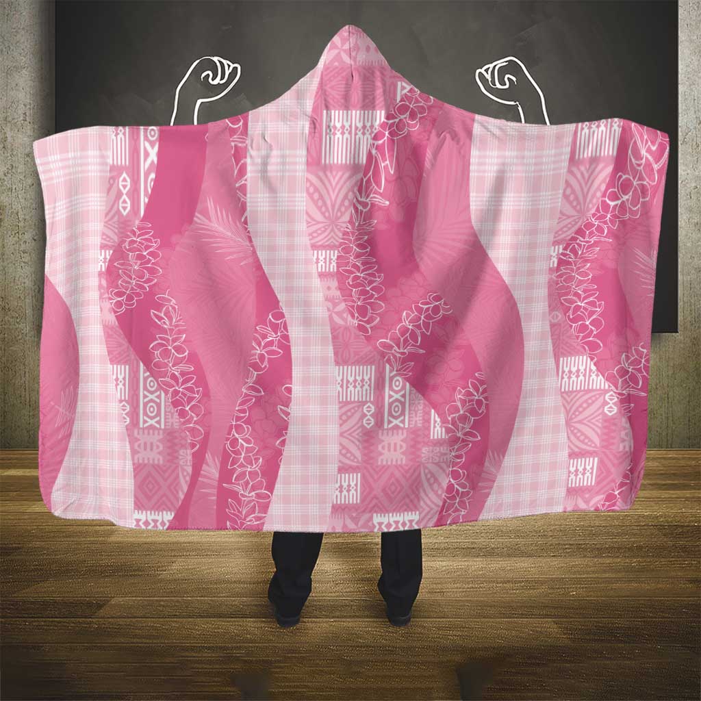Polynesian Tribal Pattern Patchwork Picturesque Hooded Blanket Rose Pink