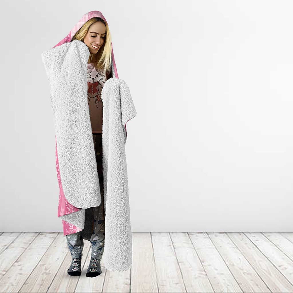 Polynesian Tribal Pattern Patchwork Picturesque Hooded Blanket Rose Pink