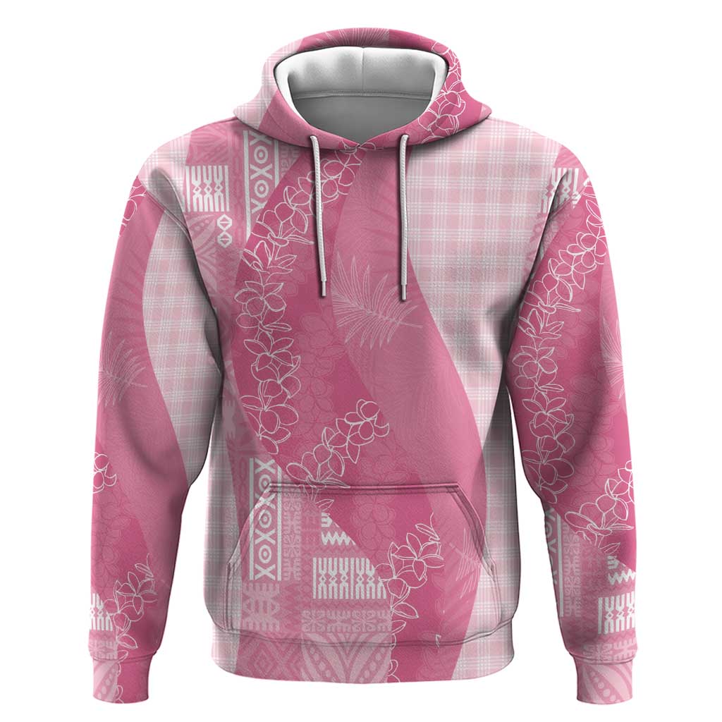 Polynesian Tribal Pattern Patchwork Picturesque Hoodie Rose Pink