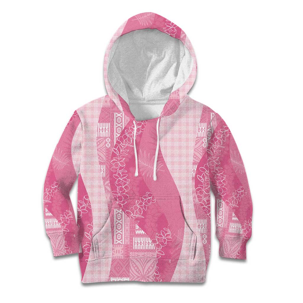 Polynesian Tribal Pattern Patchwork Picturesque Kid Hoodie Rose Pink