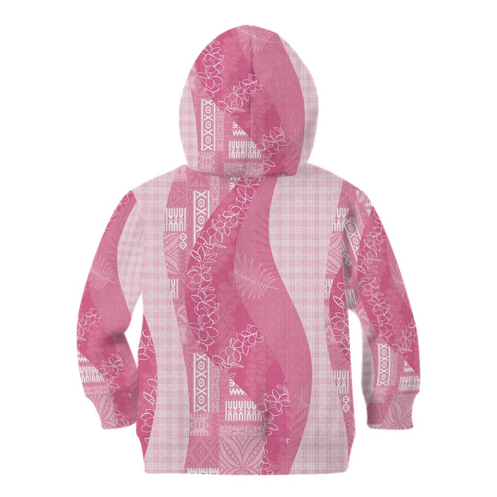 Polynesian Tribal Pattern Patchwork Picturesque Kid Hoodie Rose Pink