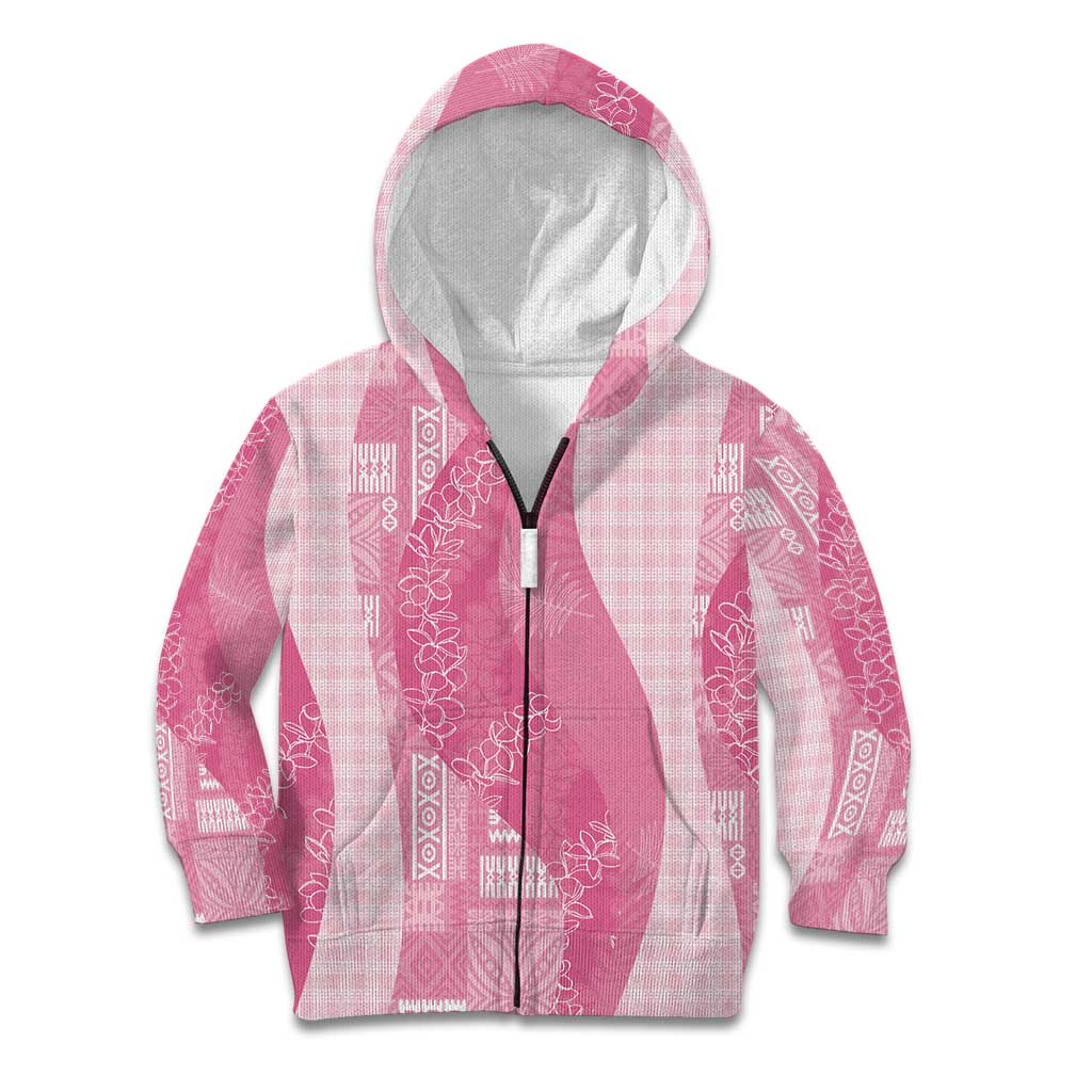 Polynesian Tribal Pattern Patchwork Picturesque Kid Hoodie Rose Pink