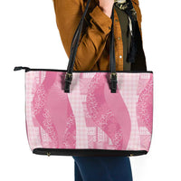 Polynesian Tribal Pattern Patchwork Picturesque Leather Tote Bag Rose Pink