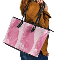 Polynesian Tribal Pattern Patchwork Picturesque Leather Tote Bag Rose Pink
