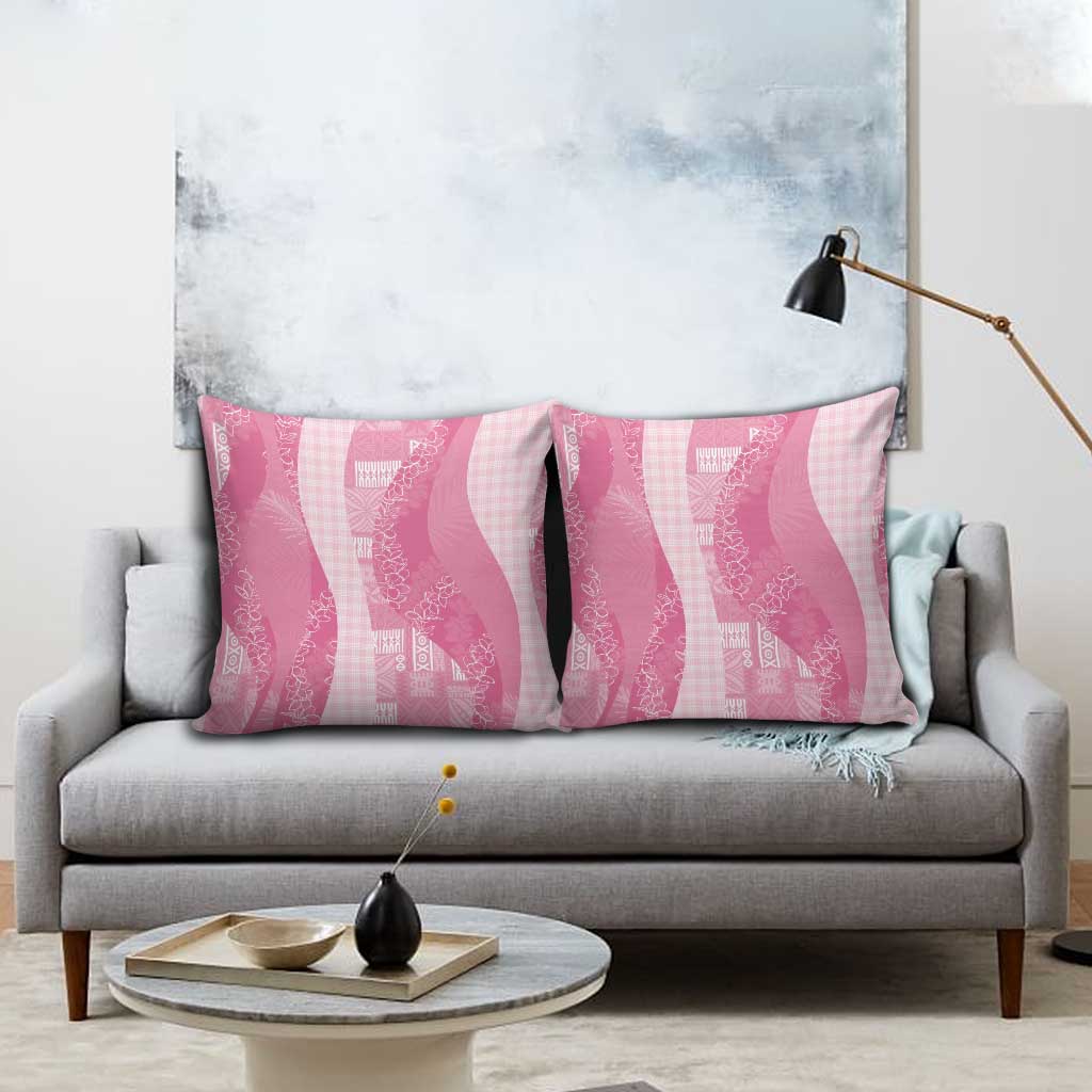 Polynesian Tribal Pattern Patchwork Picturesque Pillow Cover Rose Pink