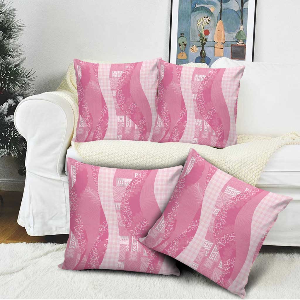 Polynesian Tribal Pattern Patchwork Picturesque Pillow Cover Rose Pink