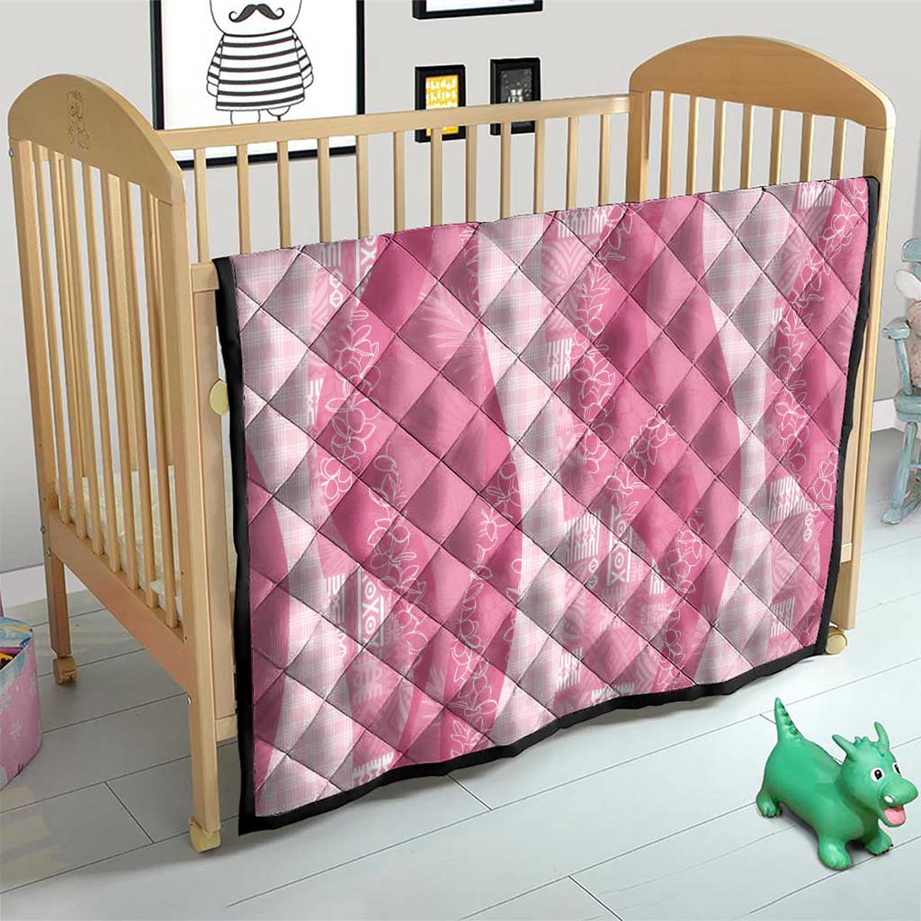 Polynesian Tribal Pattern Patchwork Picturesque Quilt Rose Pink
