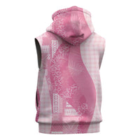 Polynesian Tribal Pattern Patchwork Picturesque Sleeveless Zip Hoodie Rose Pink