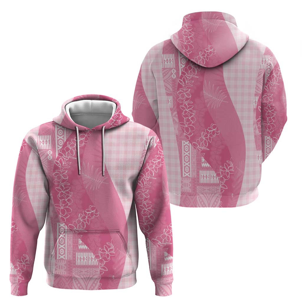Polynesian Tribal Pattern Patchwork Picturesque Zip Hoodie Rose Pink