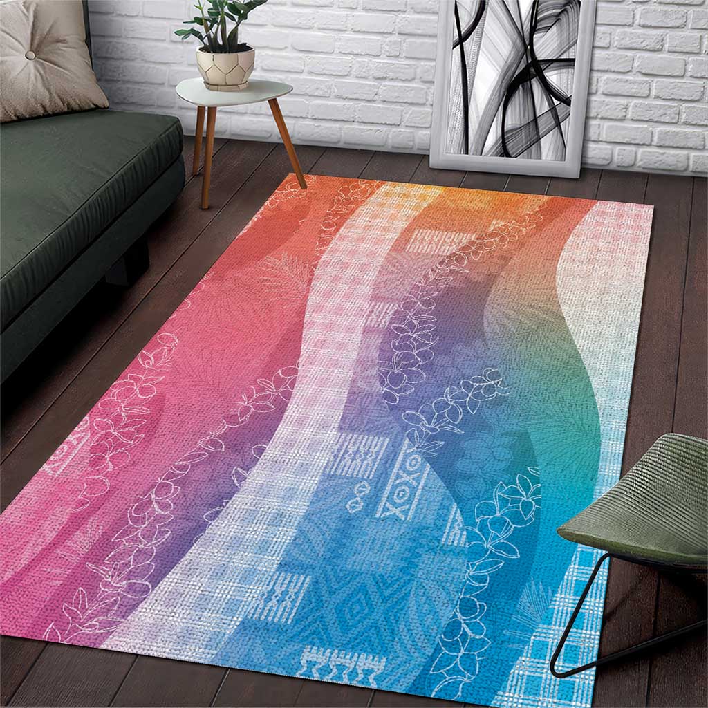 Polynesian Tribal Pattern Patchwork Picturesque Area Rug Holographic
