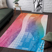 Polynesian Tribal Pattern Patchwork Picturesque Area Rug Holographic